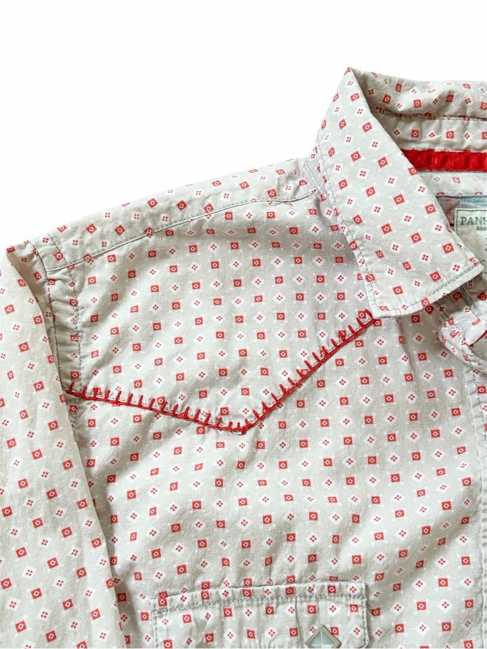 Panhandle Rough Stock Western Snap Shirt Red Whipstitch Stretch Cotton Women’s M - Picture 4 of 7